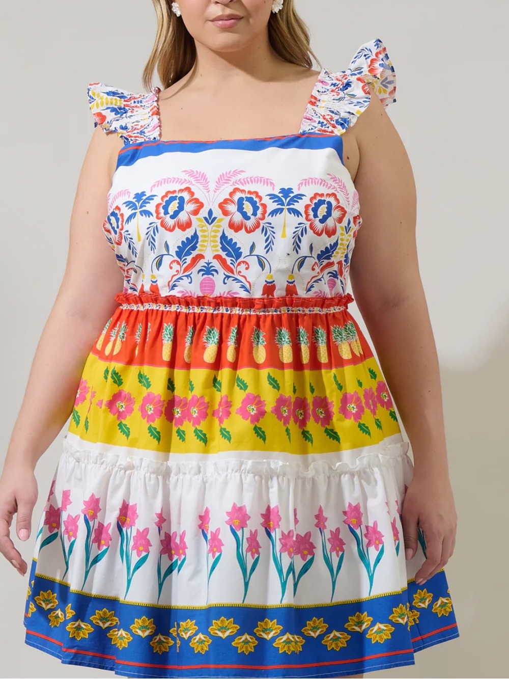 Sugarlips Olympia Floral Ruffle Tiered Mini Dress Curve